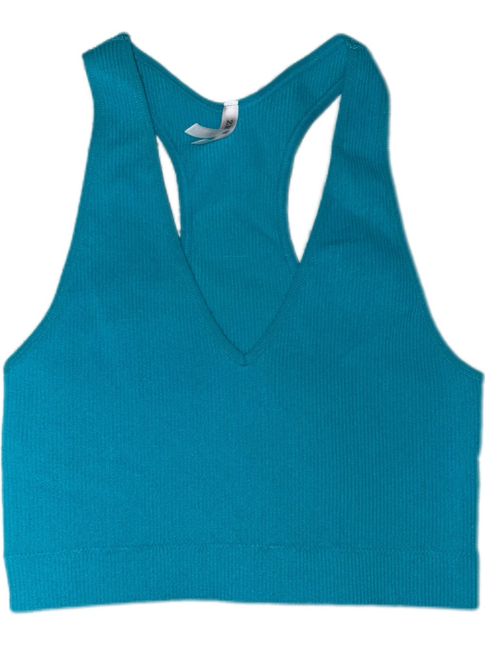 Zenana Ribbed Cropped Racerback Tank Top/Brami/Bralette Teal L/XL